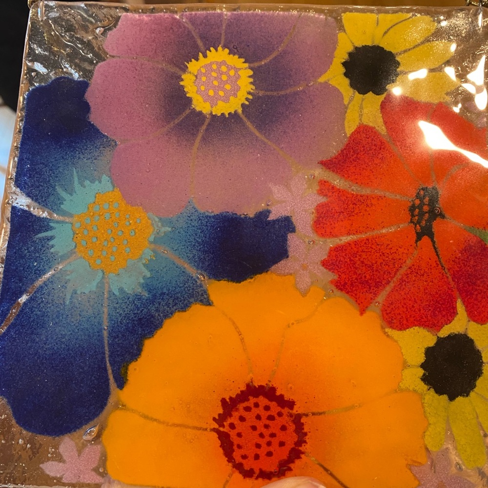 Colorful Floral Glass Window Hanging